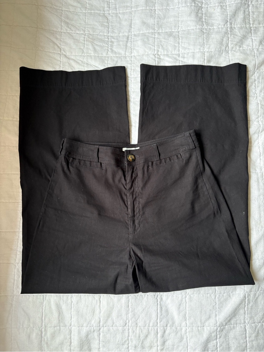 Maeve Anthropologie Collette Black Full Length Wide Leg High Waist Pants 30